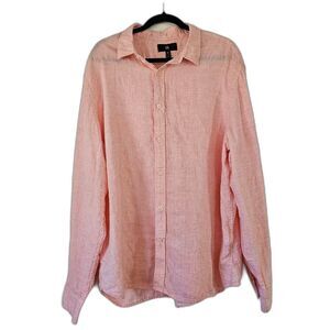 Coral Cremieux Luxury 100% Linen Button Down Knit Coastal Summer XXL